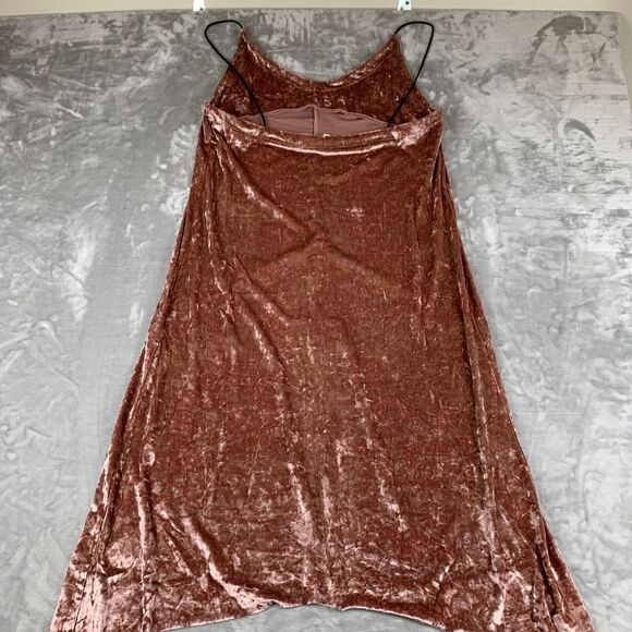 NWOT Freeway Crushed Velvet‎ Dress Women’s L Pink V neck Spaghetti Strap (0701) - Picture 9 of 15